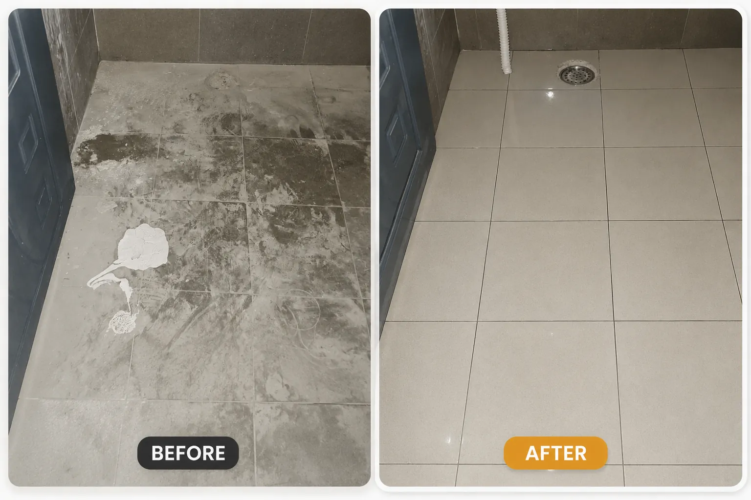 Floor restoration and tile polishing before and after comparison