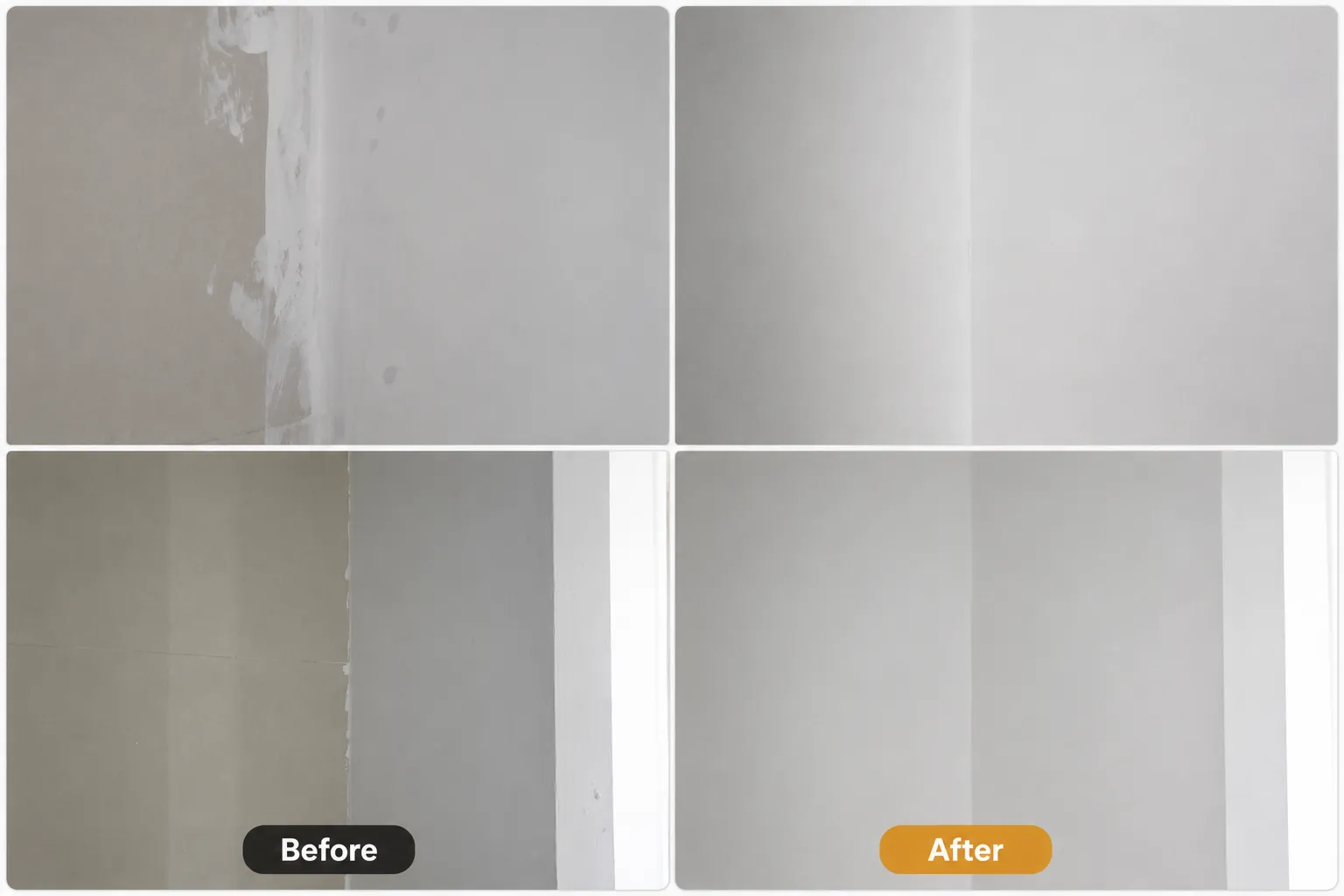 Wall painting and surface repair before and after comparison