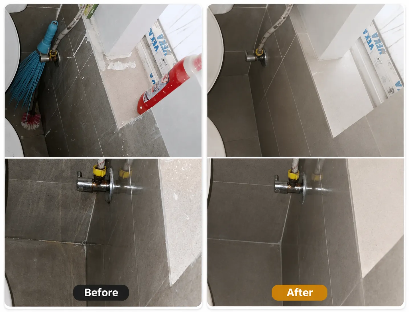 Restroom deep cleaning before and after comparison