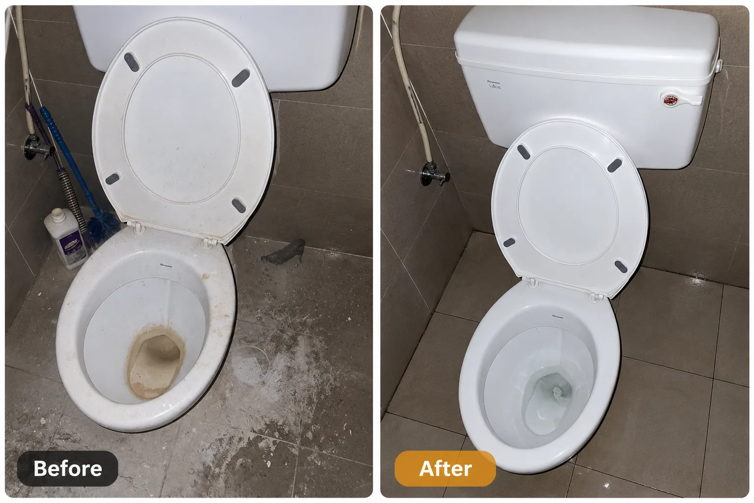 Restroom deep cleaning before and after
